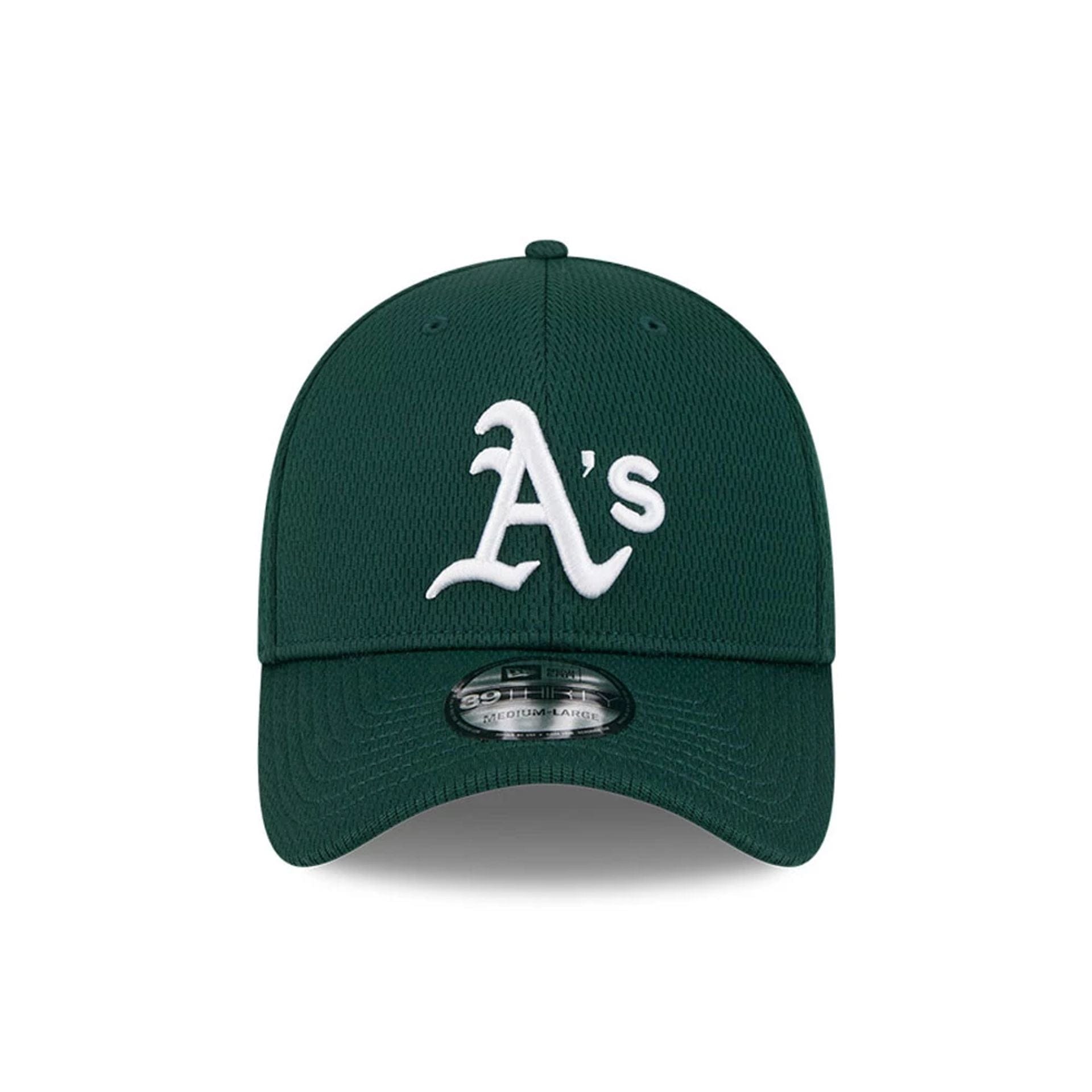 Pictured is this MLB Evergreen Athletics 39THIRTY Stretch Fit cap in dark green. 2