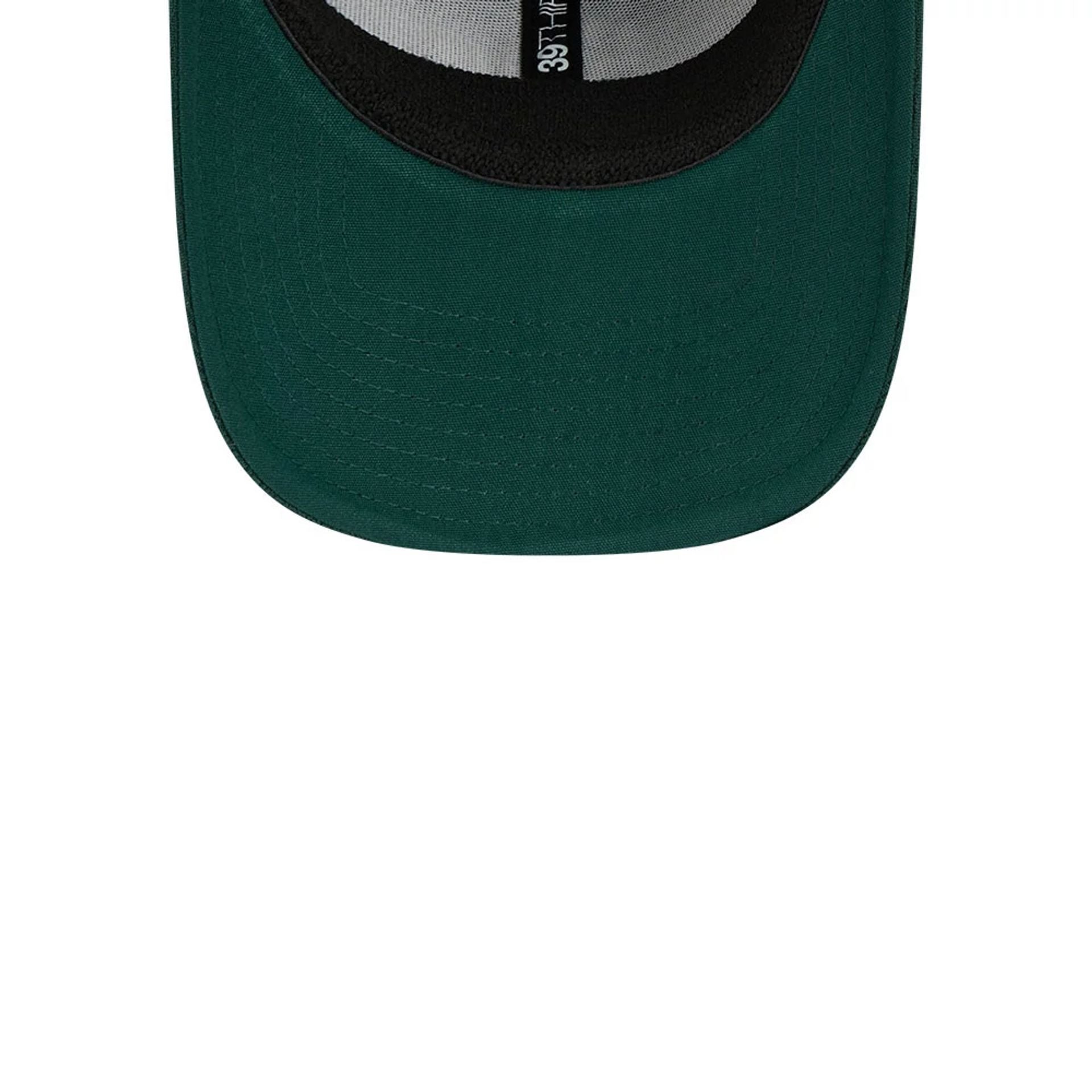 Pictured is this MLB Evergreen Athletics 39THIRTY Stretch Fit cap in dark green. 7