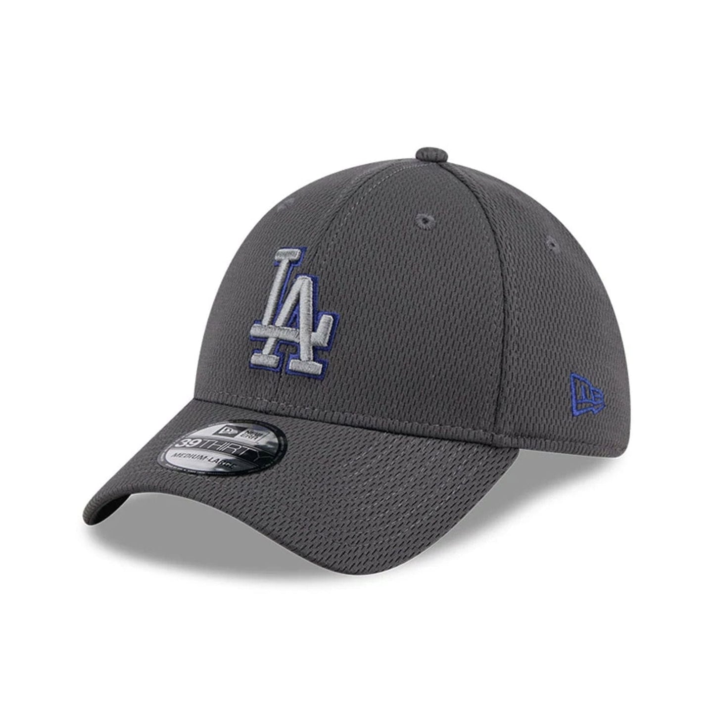 Pictured is this MLB Evergreen LA Dodgers 39THIRTY Stretch Fit cap in dark grey. 1