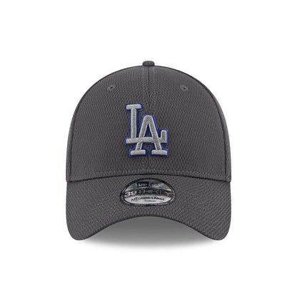 Pictured is this MLB Evergreen LA Dodgers 39THIRTY Stretch Fit cap in dark grey. 2