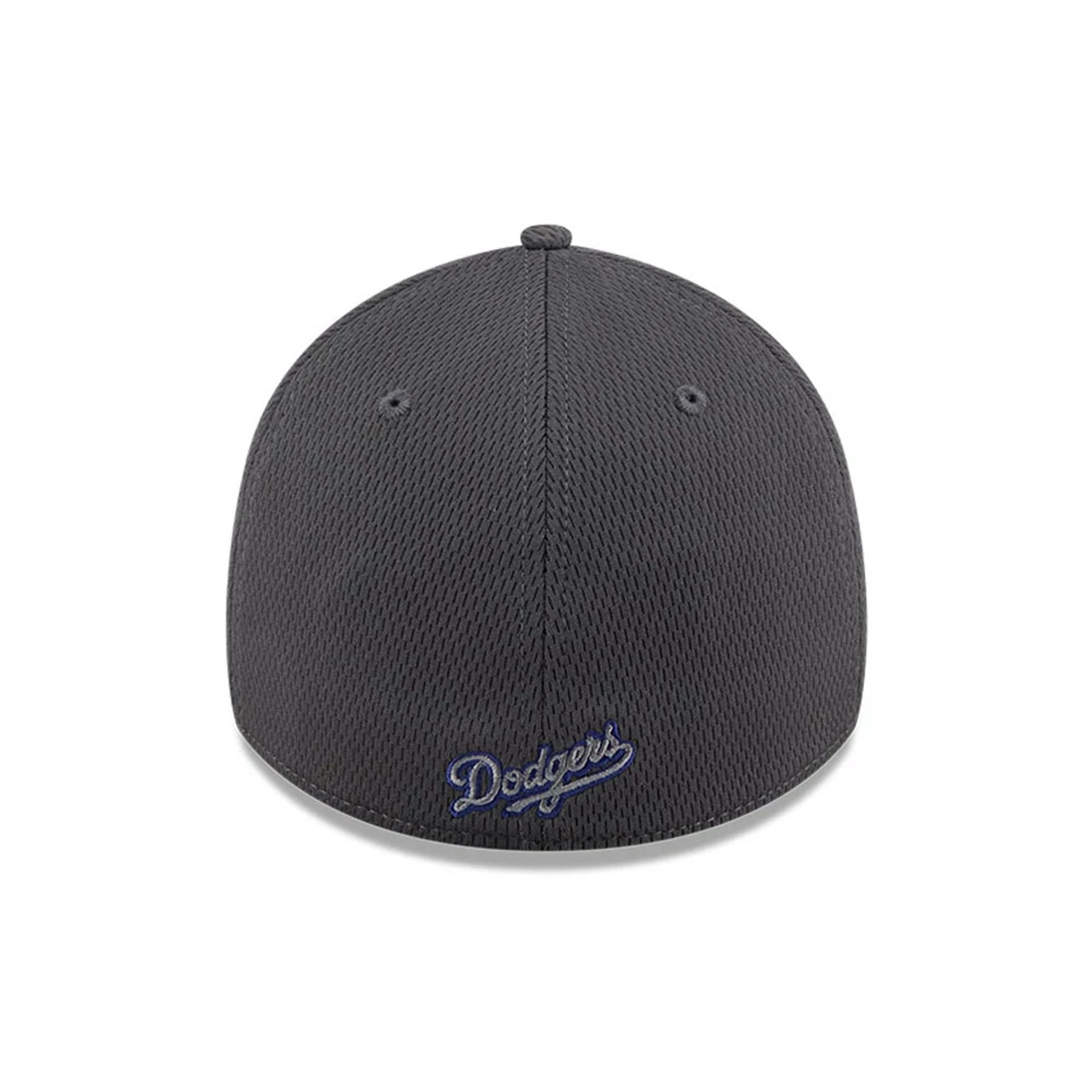Pictured is this MLB Evergreen LA Dodgers 39THIRTY Stretch Fit cap in dark grey. 4