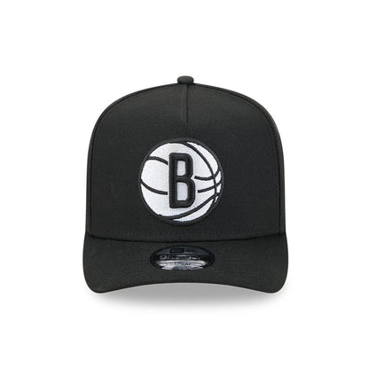 Pictured is this NBA Evergreen Brooklyn Nets 9FIFTY A-Frame Snapback cap in black. 3