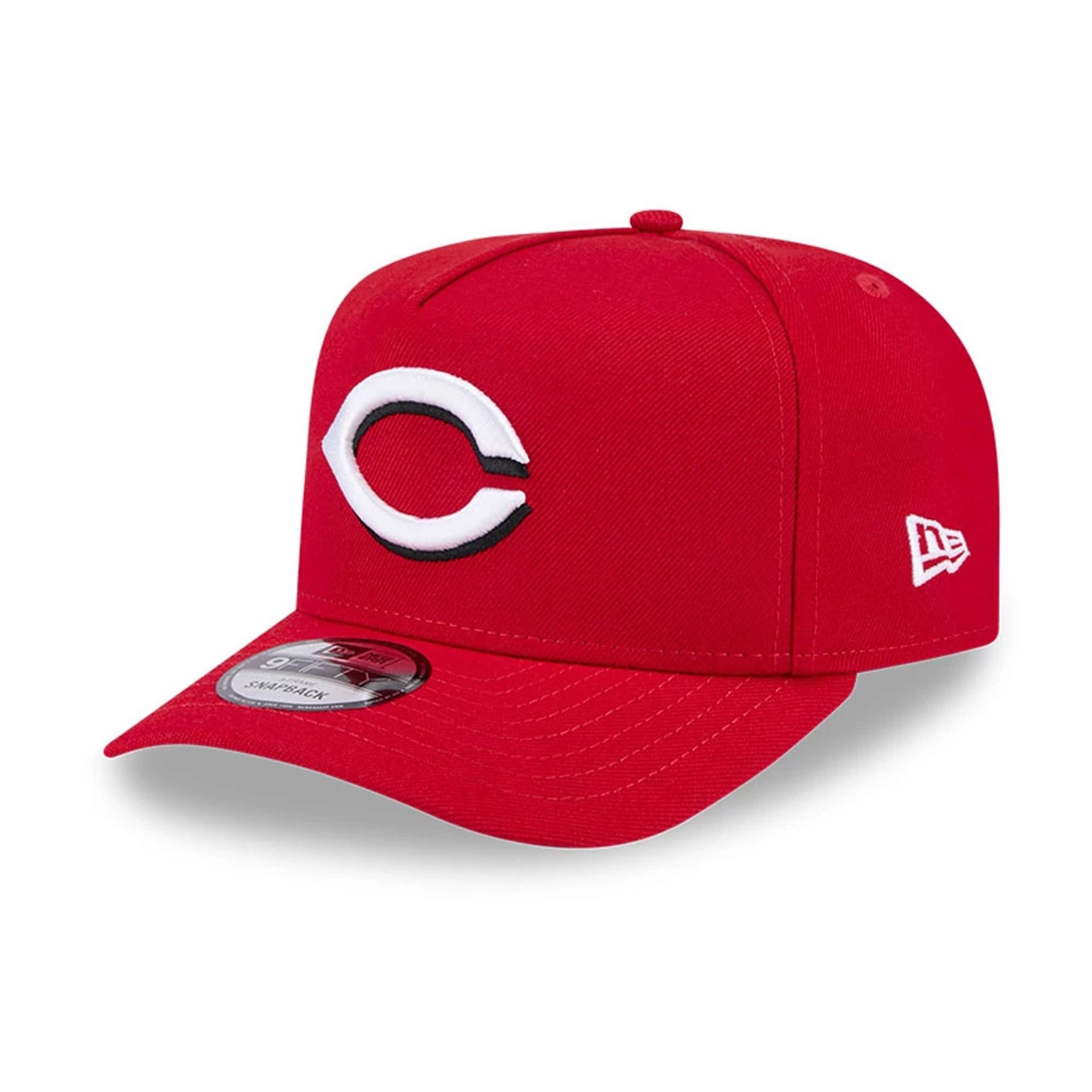 Pictured is this MLB Evergreen Cincinnati Reds 9FIFTY A-Frame Snapback cap in red. 4