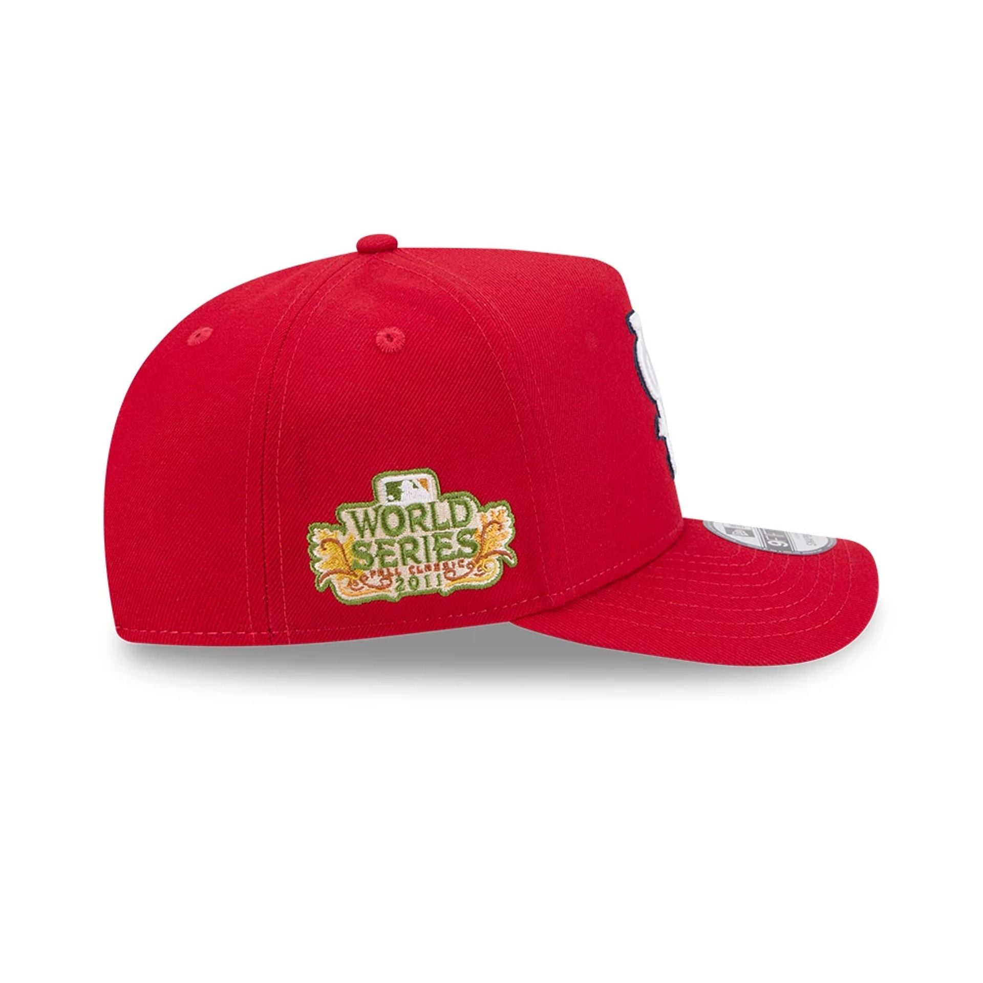 Pictured is this MLB Evergreen St. Louis Cardinals 9FIFTY A-Frame Snapback cap in red. 5
