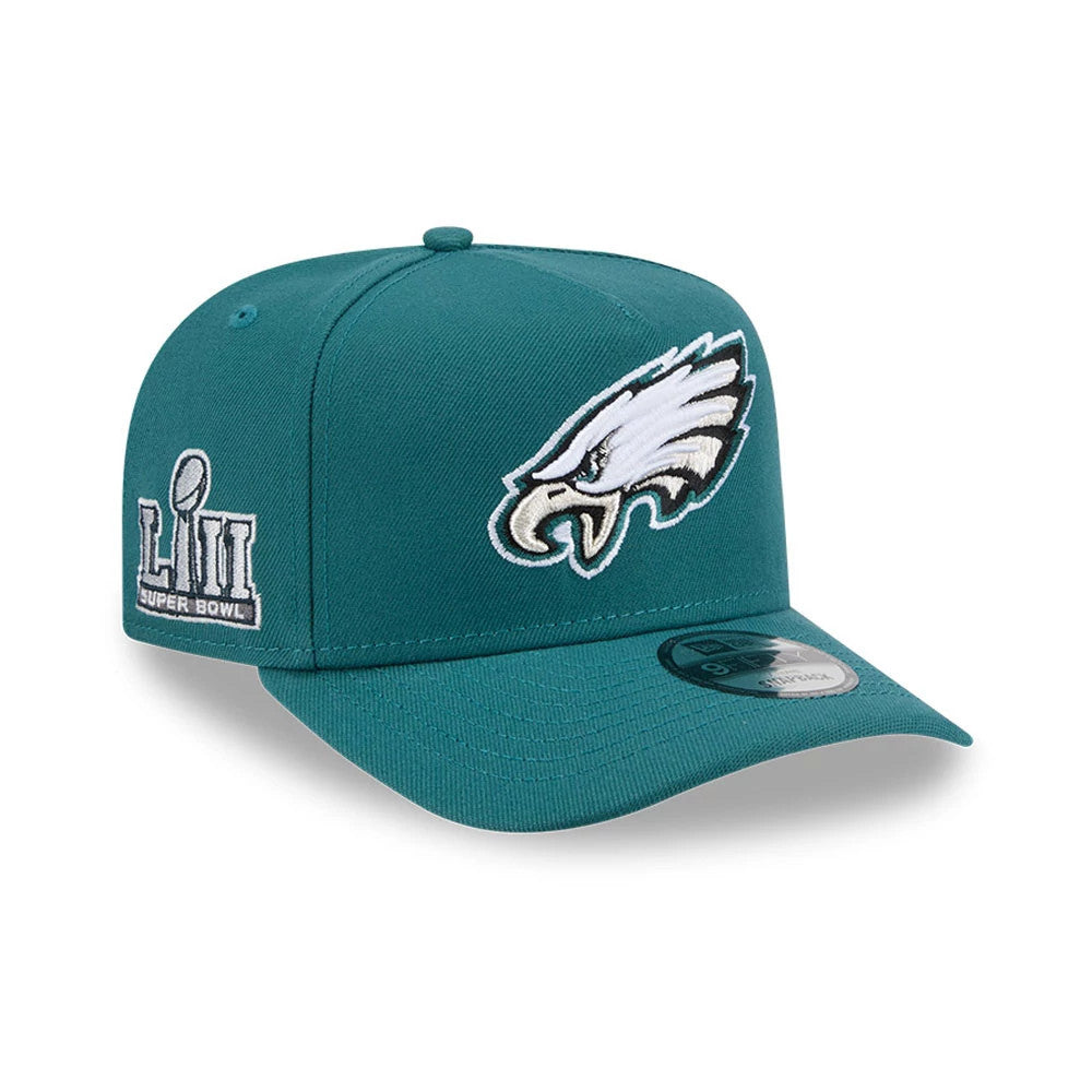 Pictured is this NFL Evergreen Philadelphia Eagles 9FIFTY A-Frame Snapback cap in dark green. 1