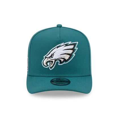 Pictured is this NFL Evergreen Philadelphia Eagles 9FIFTY A-Frame Snapback cap in dark green. 3