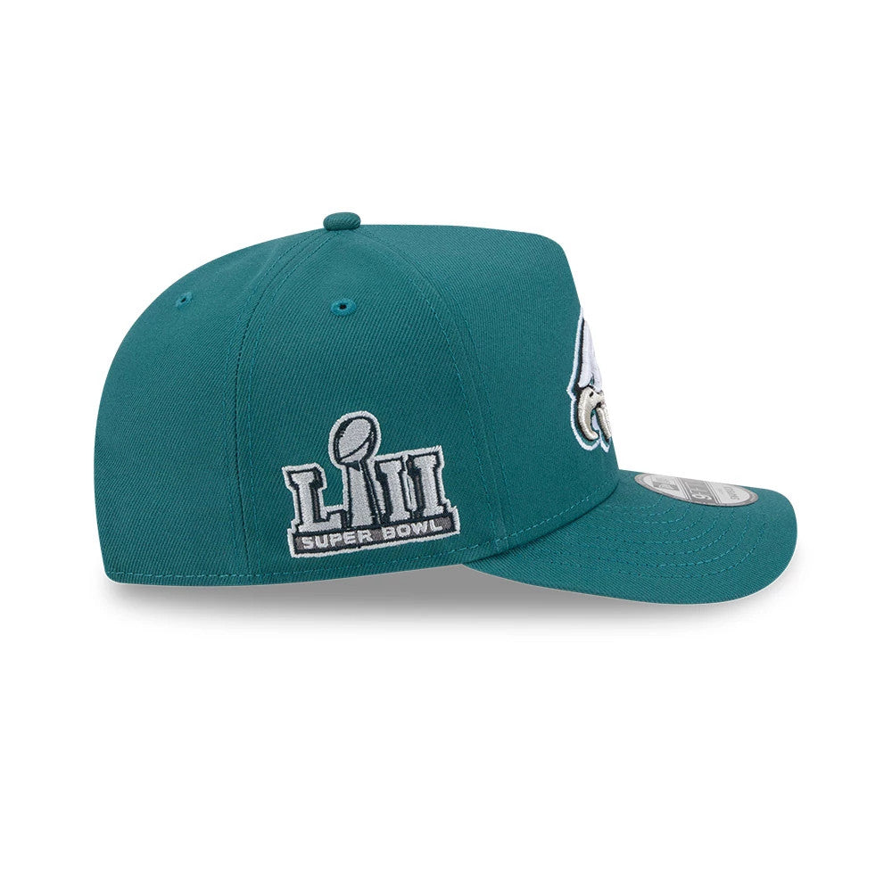 Pictured is this NFL Evergreen Philadelphia Eagles 9FIFTY A-Frame Snapback cap in dark green. 5