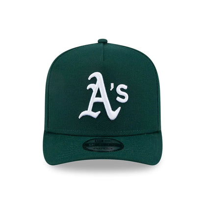 Pictured is this MLB Evergreen Athletics 9FIFTY A-Frame Snapback cap in dark green. 3