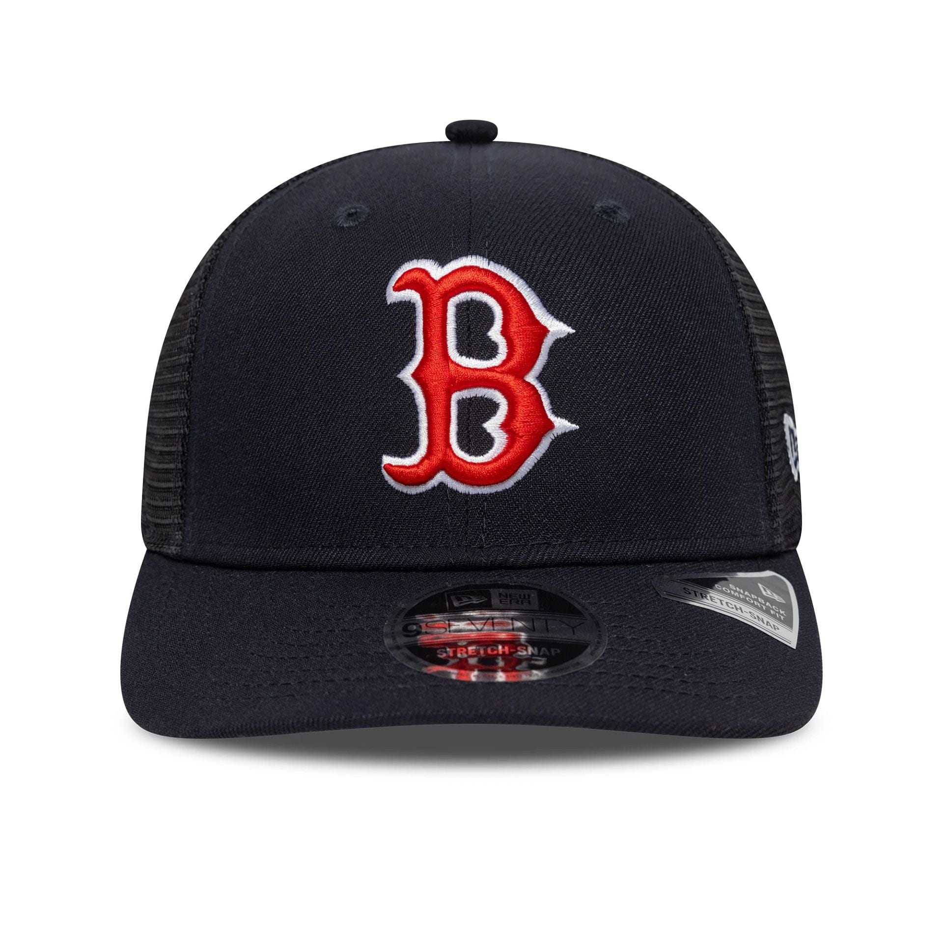 Pictured is this MLB Evergreen Boston Red Sox 9SEVENTY Stretch Snap cap in navy. 3