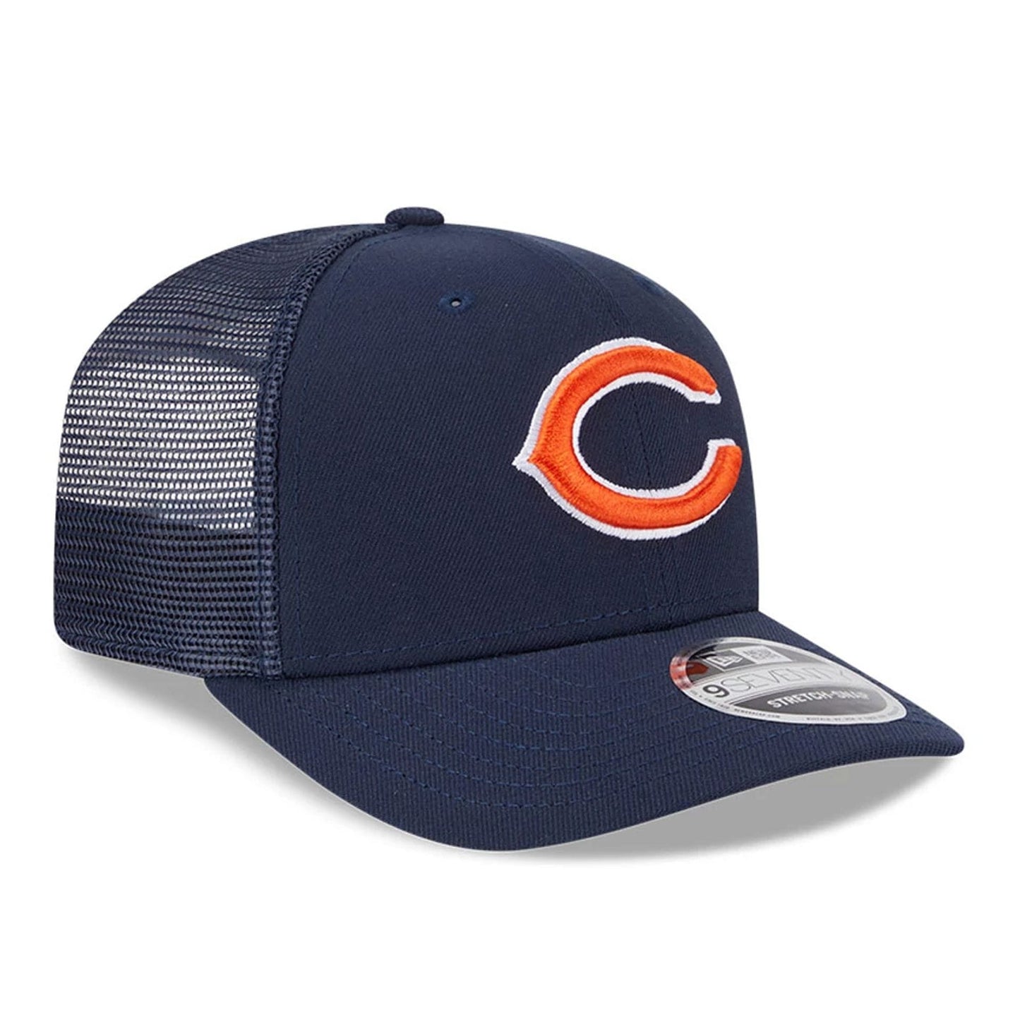 Pictured is this NFL Evergreen Chicago Bears 9SEVENTY Stretch Snap cap in navy. 4