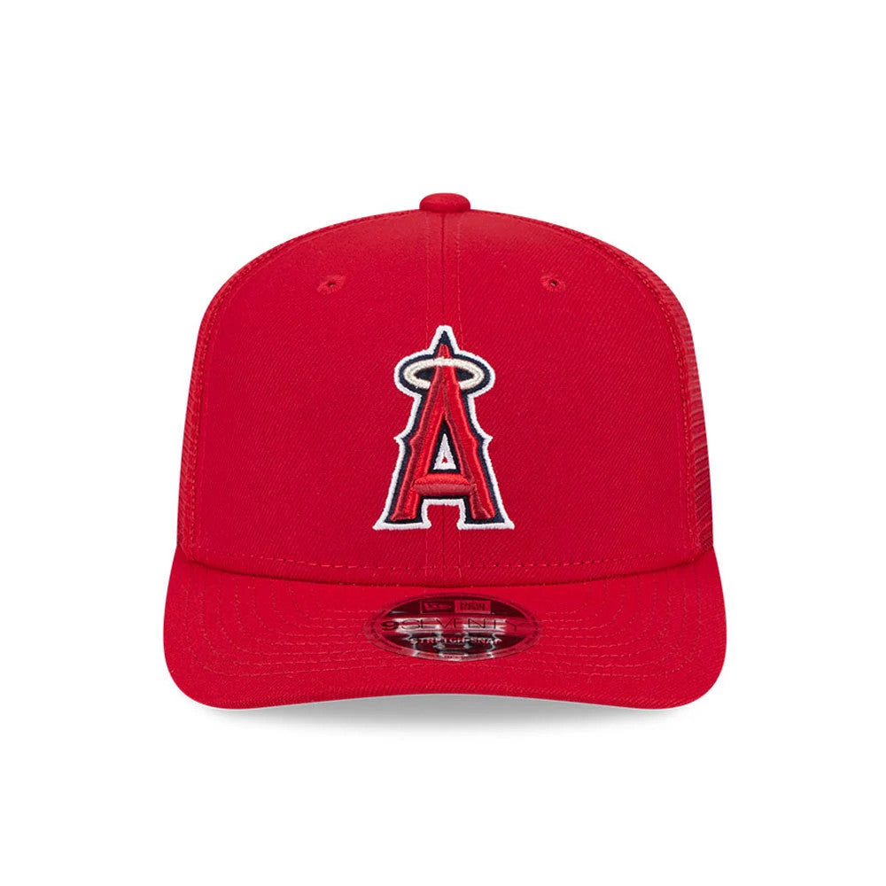 Pictured is this MLB Evergreen LA Angels 9SEVENTY Stretch Snap cap in red. 3