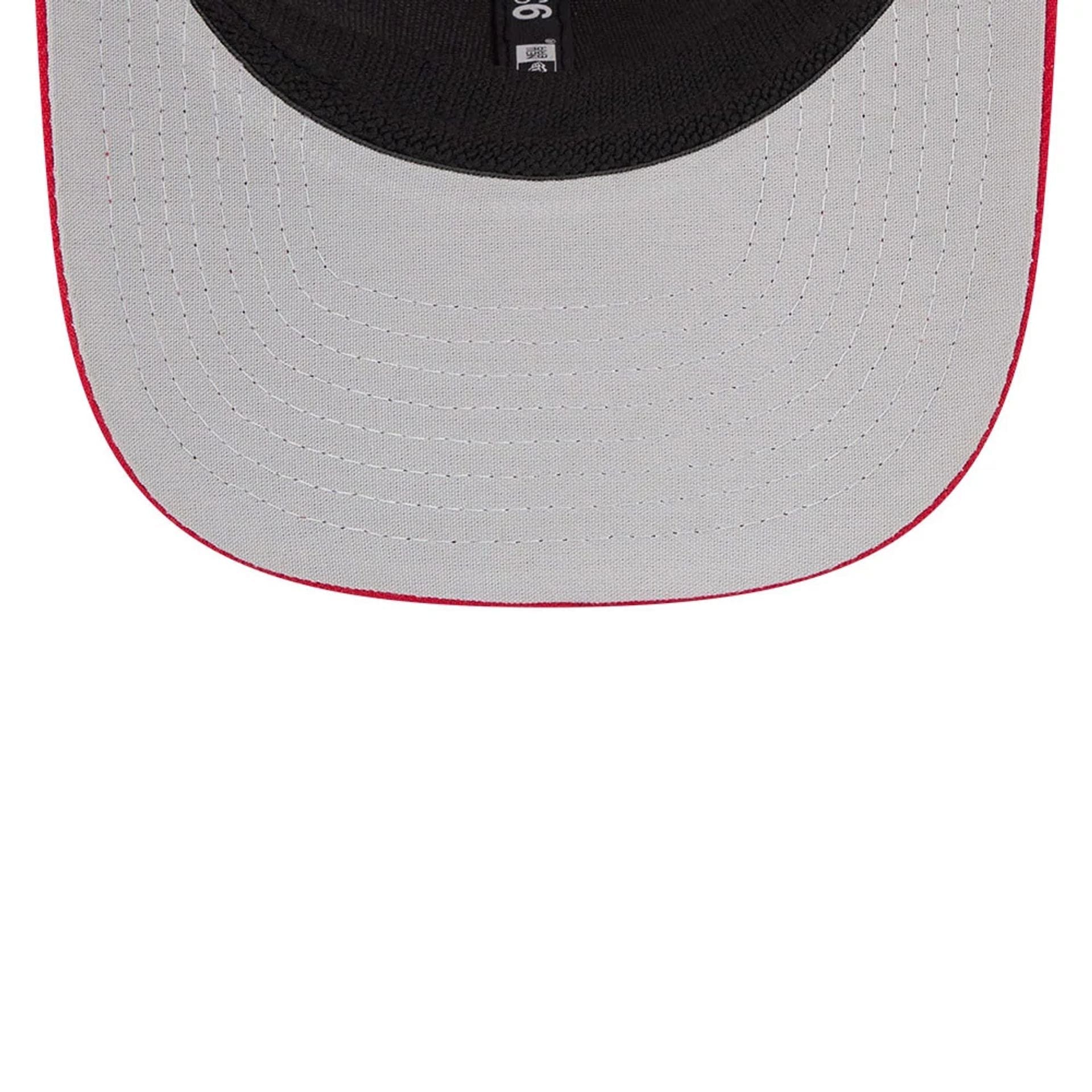 Pictured is this MLB Evergreen LA Angels 9SEVENTY Stretch Snap cap in red. 2