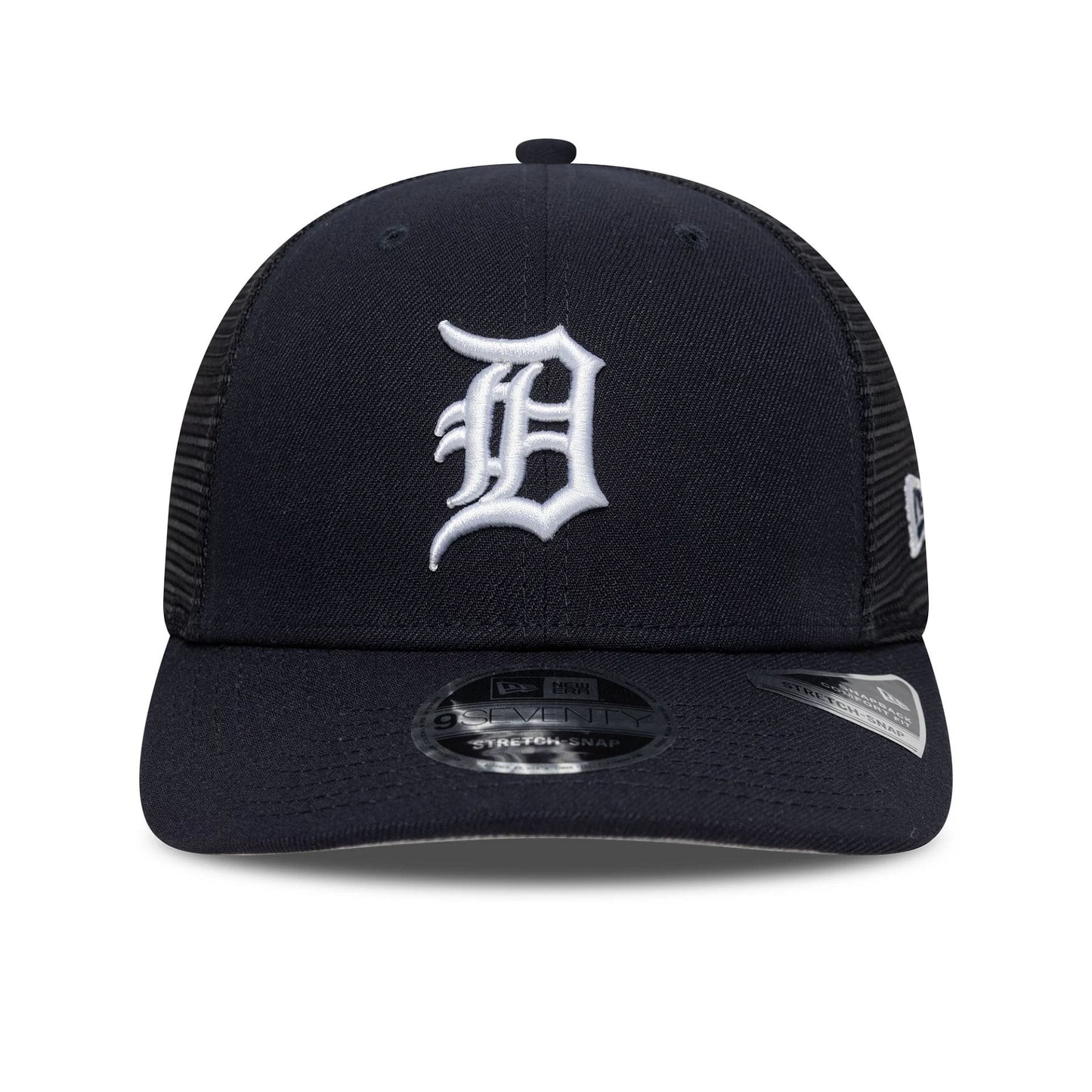 Pictured is this MLB Evergreen Detroit Tigers 9SEVENTY Stretch Snap cap in navy. 3