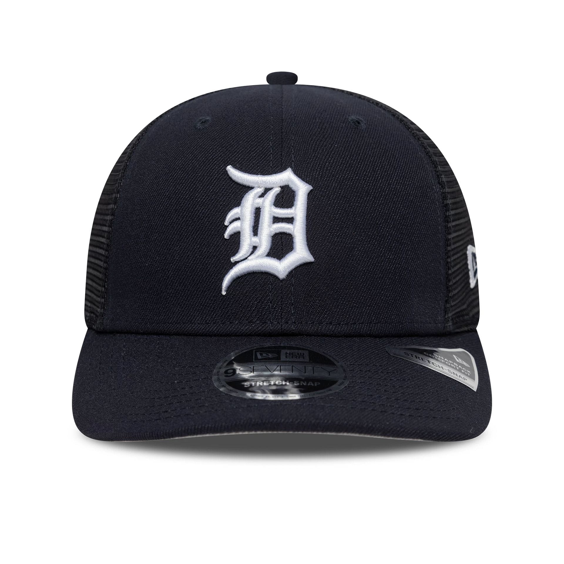 Pictured is this MLB Evergreen Detroit Tigers 9SEVENTY Stretch Snap cap in navy. 3