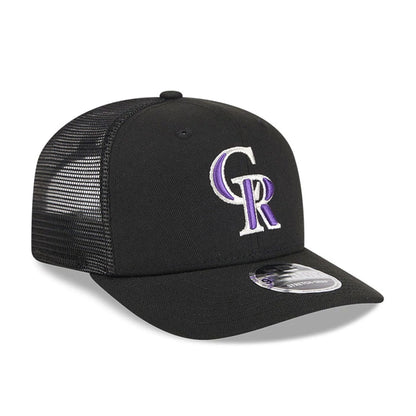 Pictured is this MLB Evergreen Colorado Rockies 9SEVENTY Stretch Snap cap in black. 4