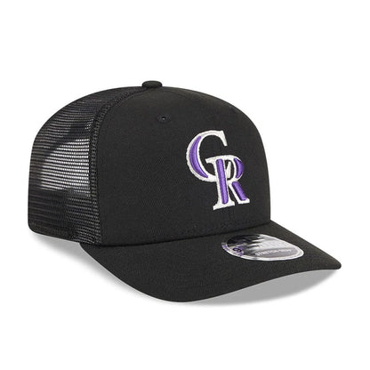 Pictured is this MLB Evergreen Colorado Rockies 9SEVENTY Stretch Snap cap in black. 4