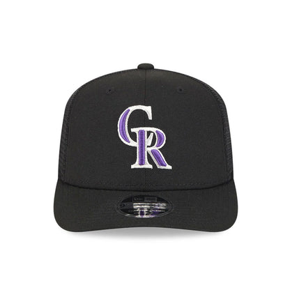 Pictured is this MLB Evergreen Colorado Rockies 9SEVENTY Stretch Snap cap in black. 3