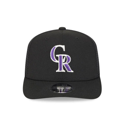 Pictured is this MLB Evergreen Colorado Rockies 9SEVENTY Stretch Snap cap in black. 3