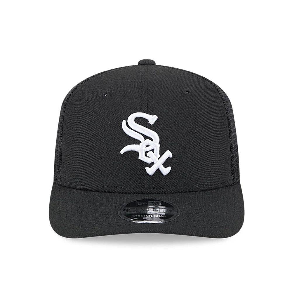 Pictured is this MLB Evergreen Chicago White Sox 9SEVENTY Stretch Snap cap in black. 3