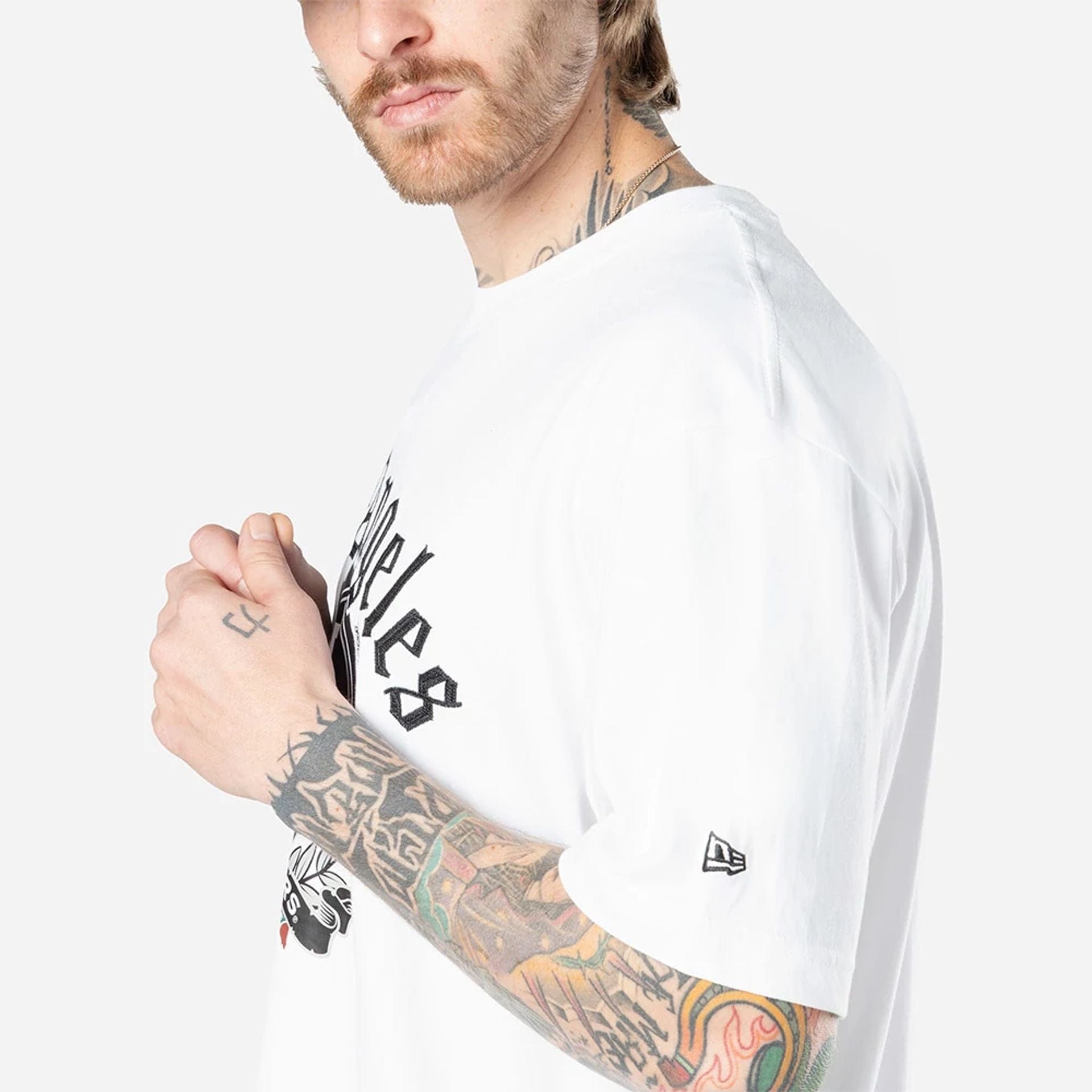 The Male model is wearing LA Dodgers Throwback Prep White T-Shirt 3