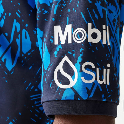 The Male model is wearing Red Bull Sim Racing Dark Blue V-Neck T-Shirt  6