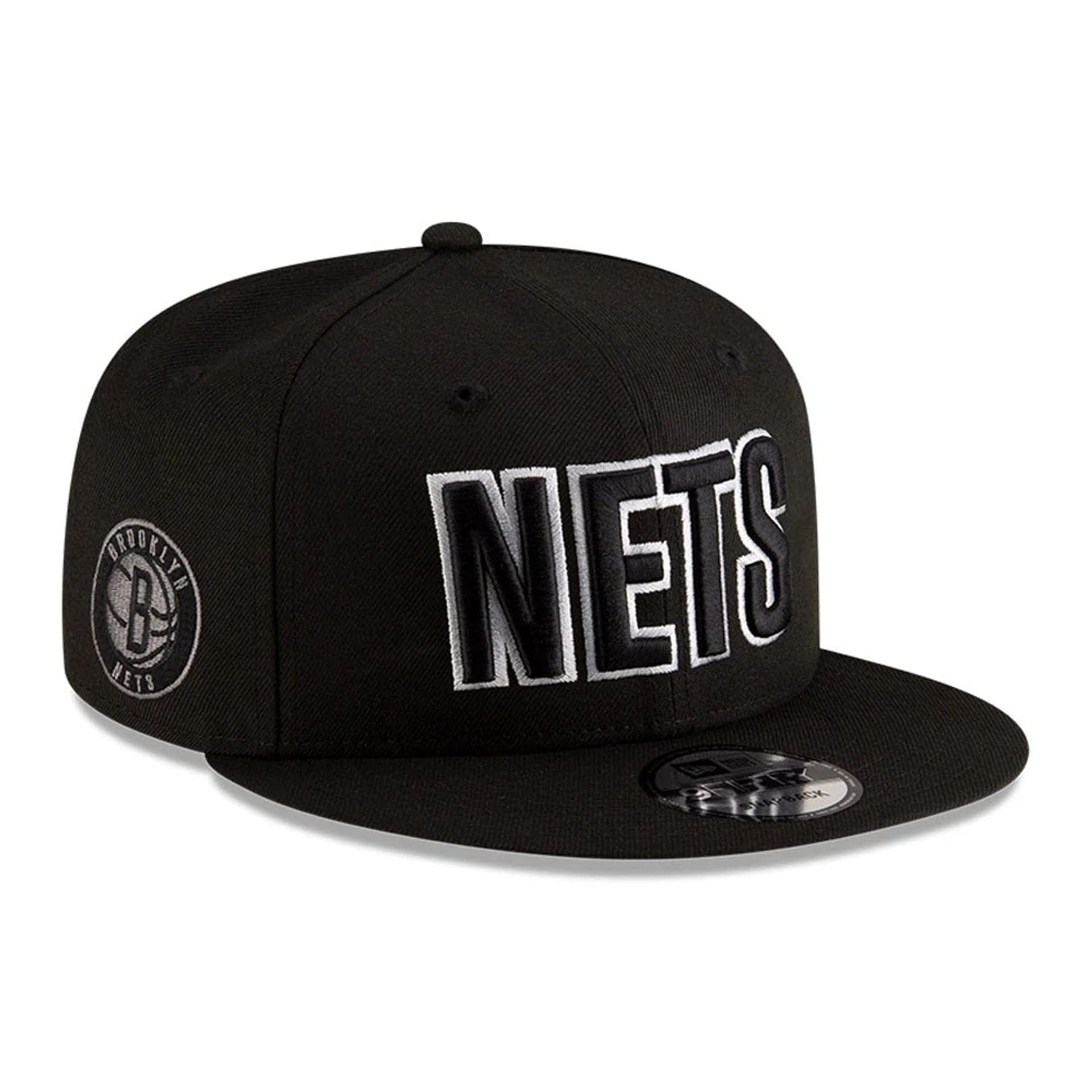This is a Brooklyn Nets NBA Statement Black 9FIFTY Snapback Adjustable Cap 1