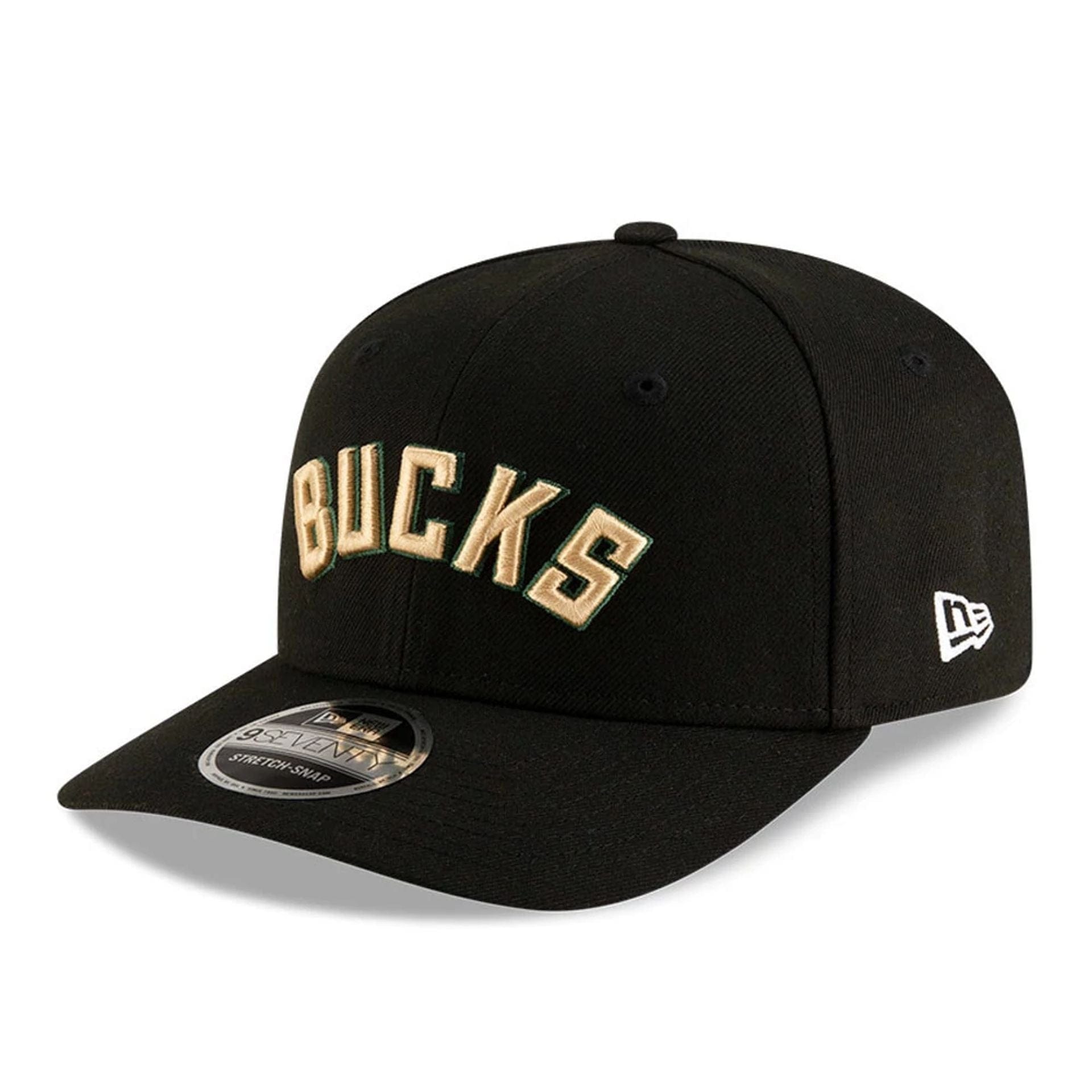 This is a Milwaukee Bucks NBA Statement Black 9SEVENTY Stretch Snap Adjustable Cap 4