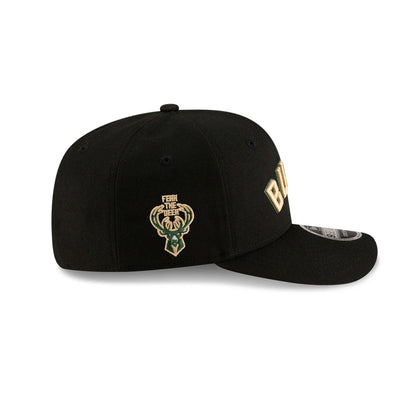 This is a Milwaukee Bucks NBA Statement Black 9SEVENTY Stretch Snap Adjustable Cap 5