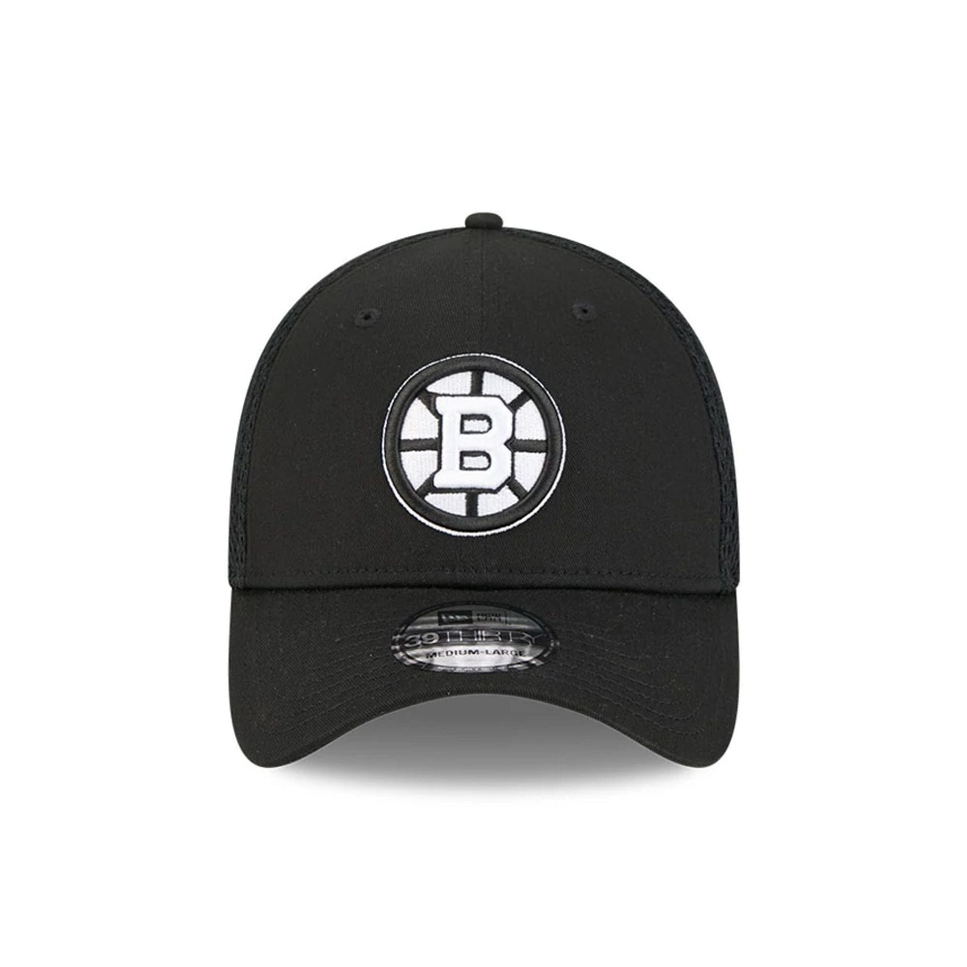 Pictured is this NHL Evergreen Neo Boston Bruins 39THIRTY Stretch Fit cap in black. 3