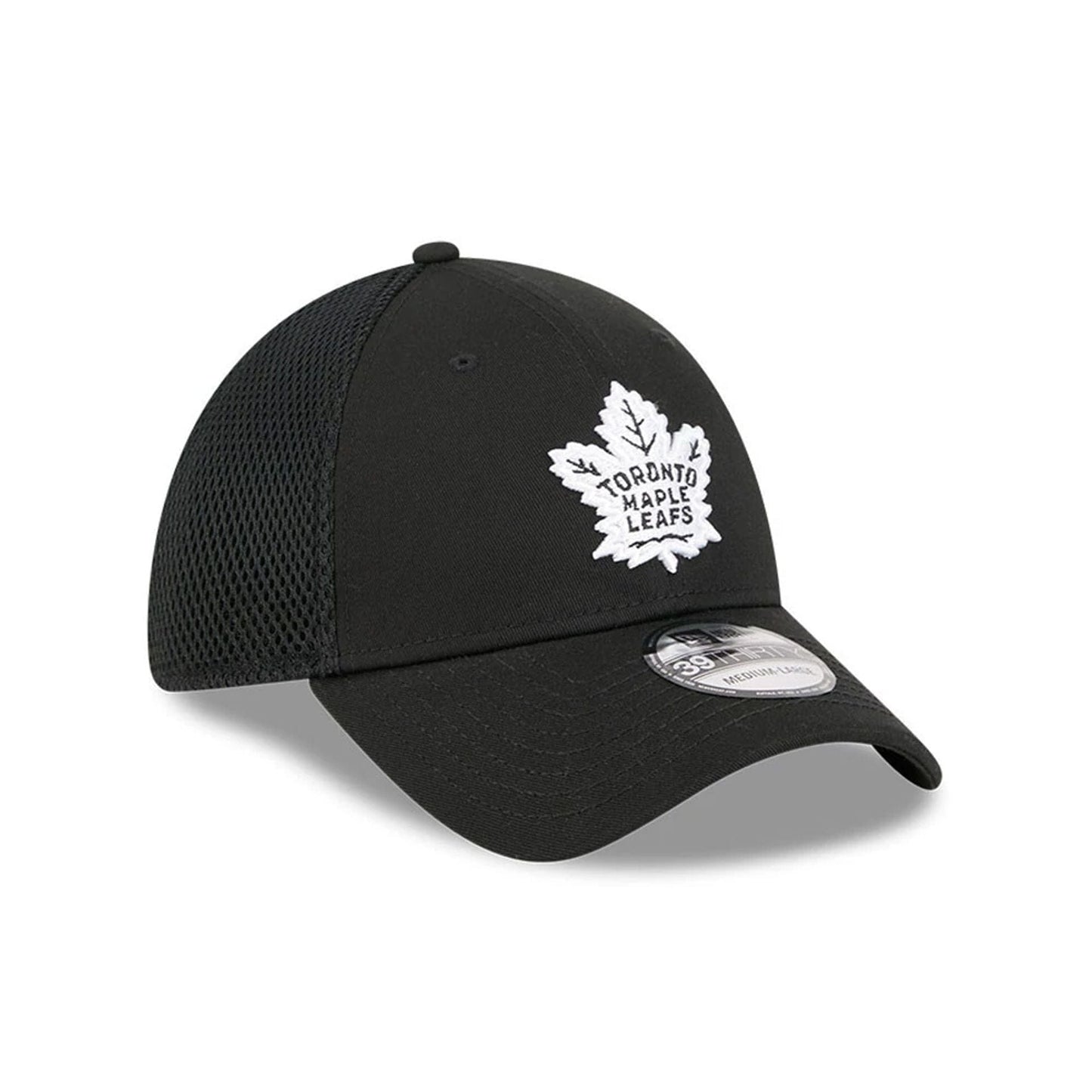 Pictured is this NHL Evergreen Neo Toronto Maple Leafs 39THIRTY Stretch Fit cap in black. 4