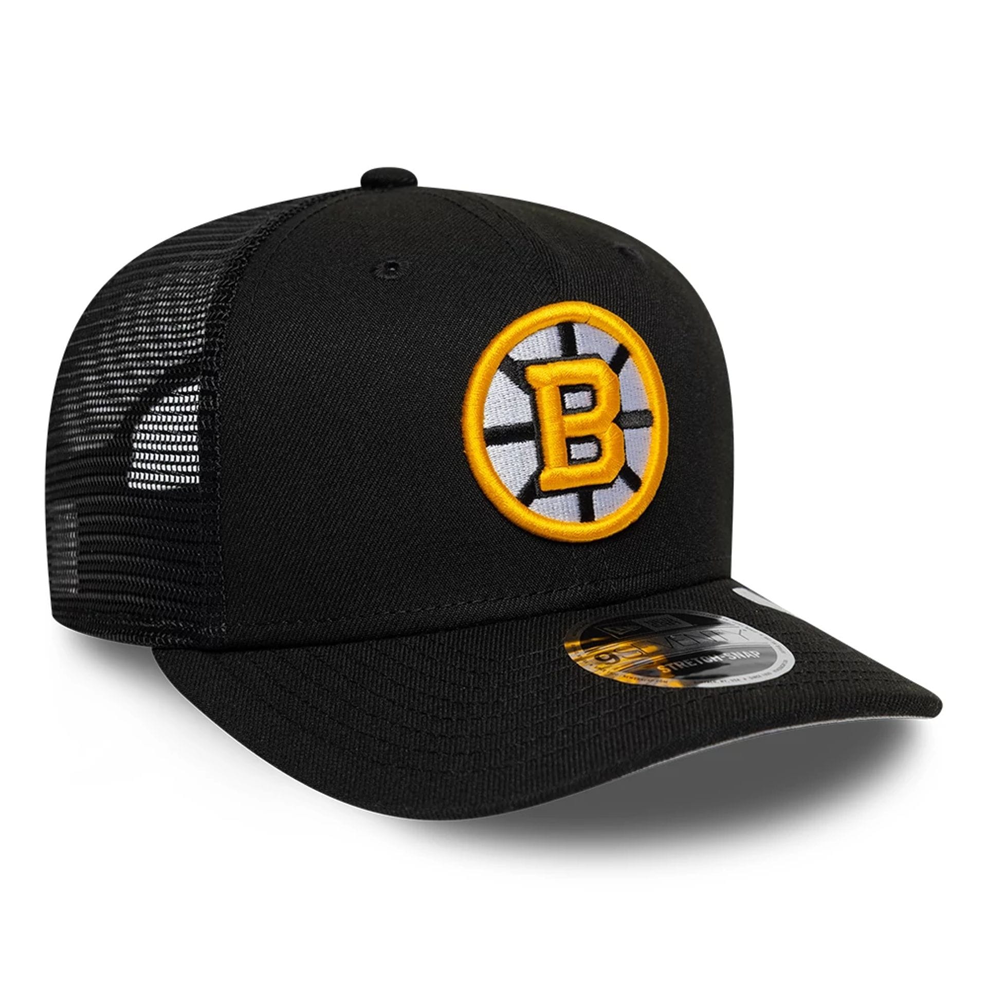 Pictured is this NHL Evergreen Boston Bruins 9SEVENTY Stretch Snap cap in black. 4