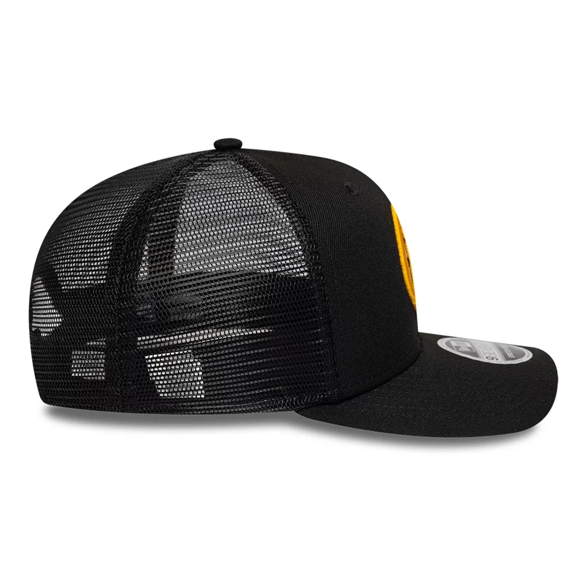 Pictured is this NHL Evergreen Boston Bruins 9SEVENTY Stretch Snap cap in black. 6