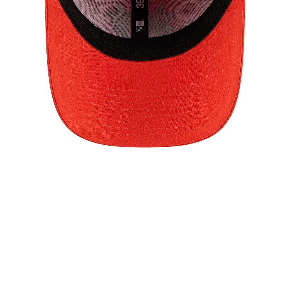 Pictured is this NHL Evergreen Anaheim Ducks 39THIRTY Stretch Fit cap in orange. 7
