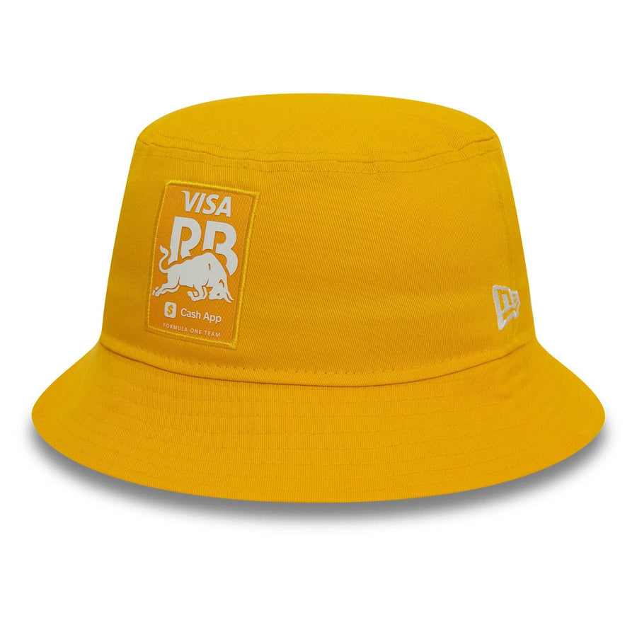 This is a Visa Cash App Racing Bulls Seasonal Yellow Bucket Hat 1