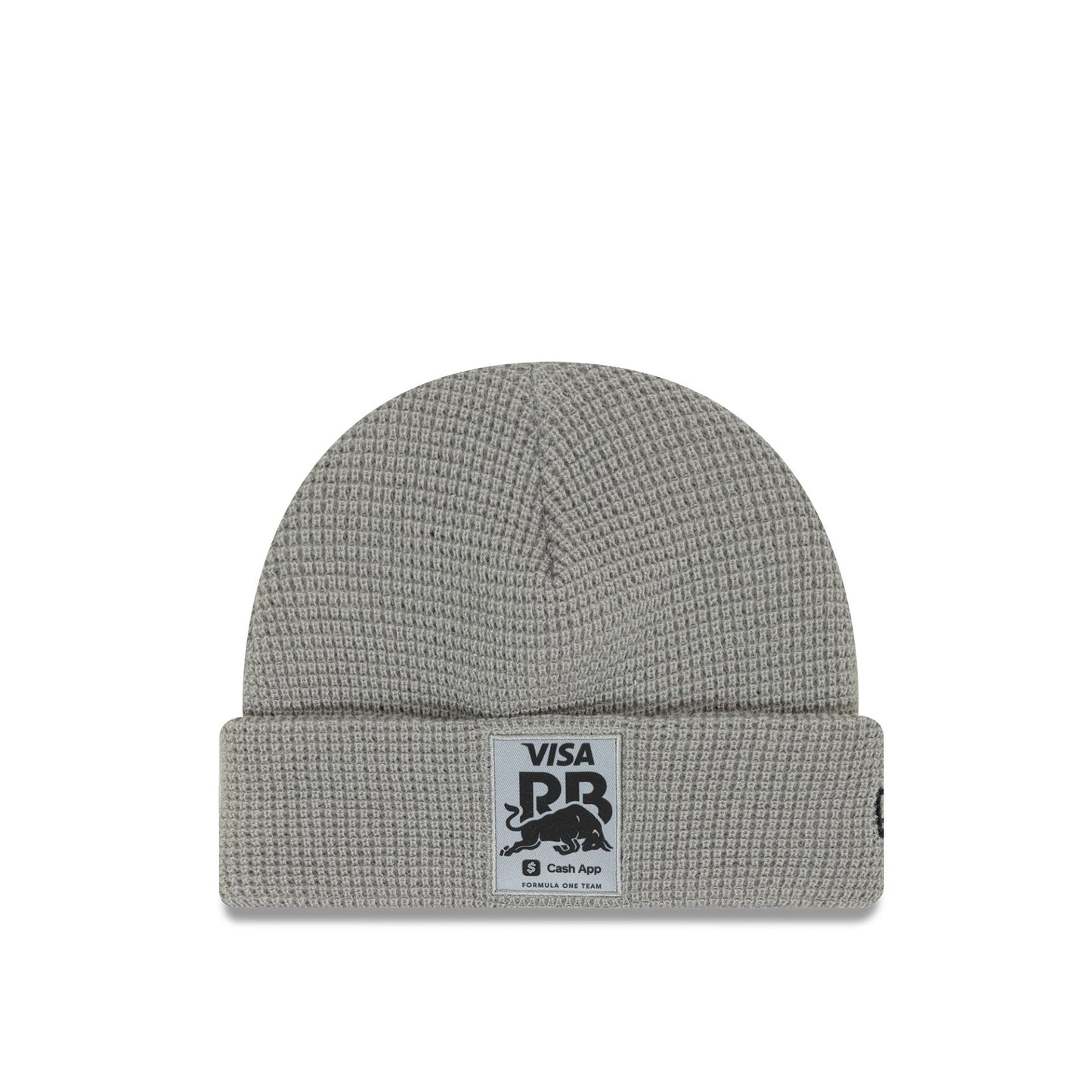 This is a Visa Cash App Racing Bulls Waffle Grey Short Cuff Knit Beanie Hat 1