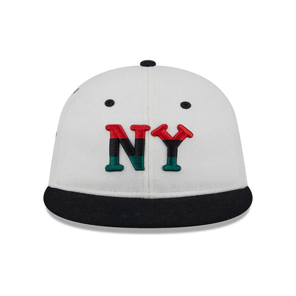 This is a New York Black Yankees Tri-Colour Logo White Retro Crown 9FIFTY Strapback Adjustable Cap 3