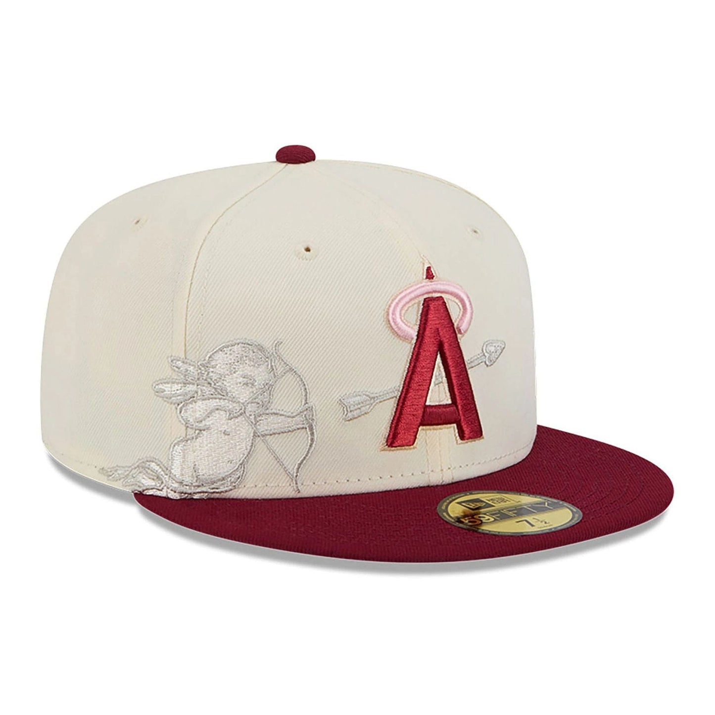 This is a LA Angels Cherub Chrome White 59FIFTY Fitted Cap 1