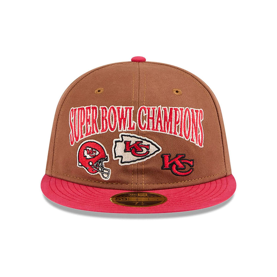 This is a Kansas City Chiefs NFL Champions Dark Beige Retro Crown 59FIFTY Fitted Cap 3