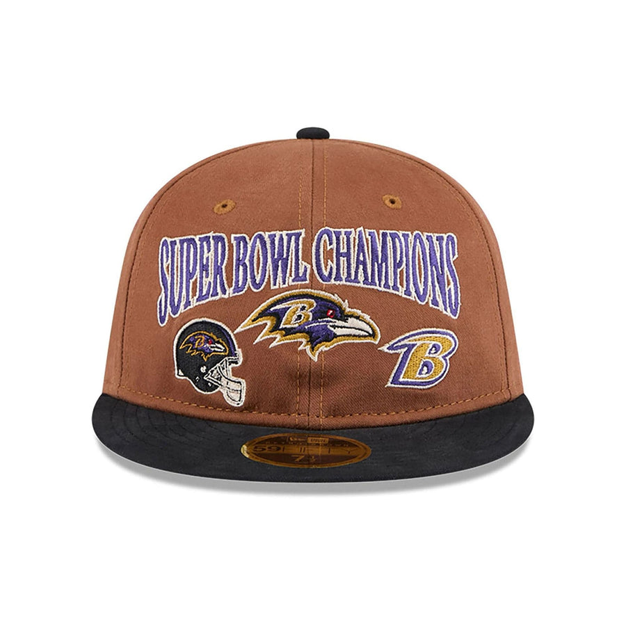 This is a Baltimore Ravens NFL Champions Dark Beige Retro Crown 59FIFTY Fitted Cap 3