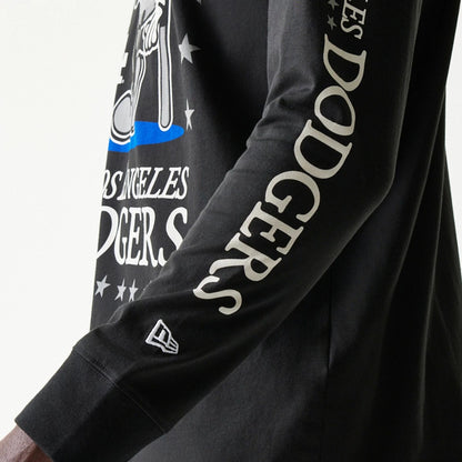 The Male model is wearing LA Dodgers MLB Character Black Long Sleeve T-Shirt 5