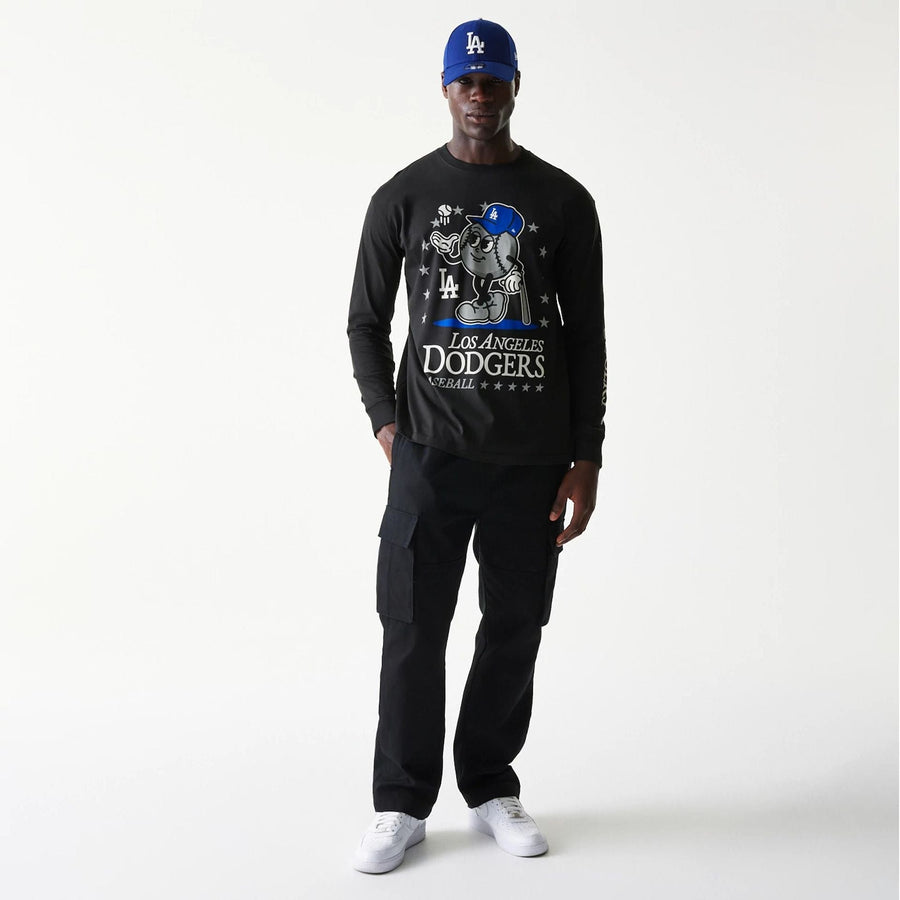 The Male model is wearing LA Dodgers MLB Character Black Long Sleeve T-Shirt 8