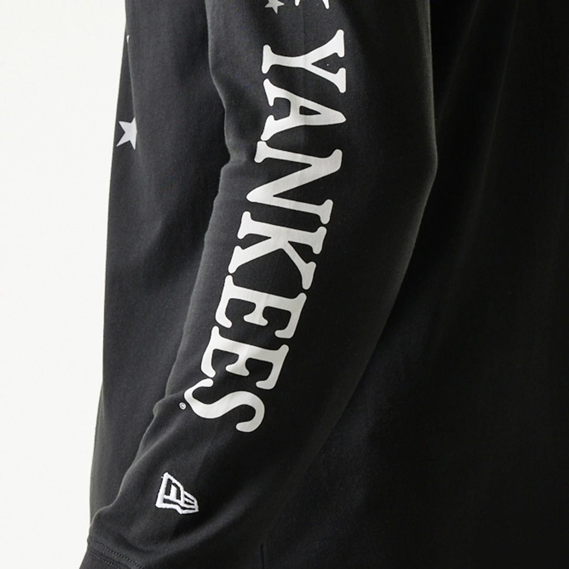 The Male model is wearing New York Yankees MLB Character Black Long Sleeve T-Shirt 5