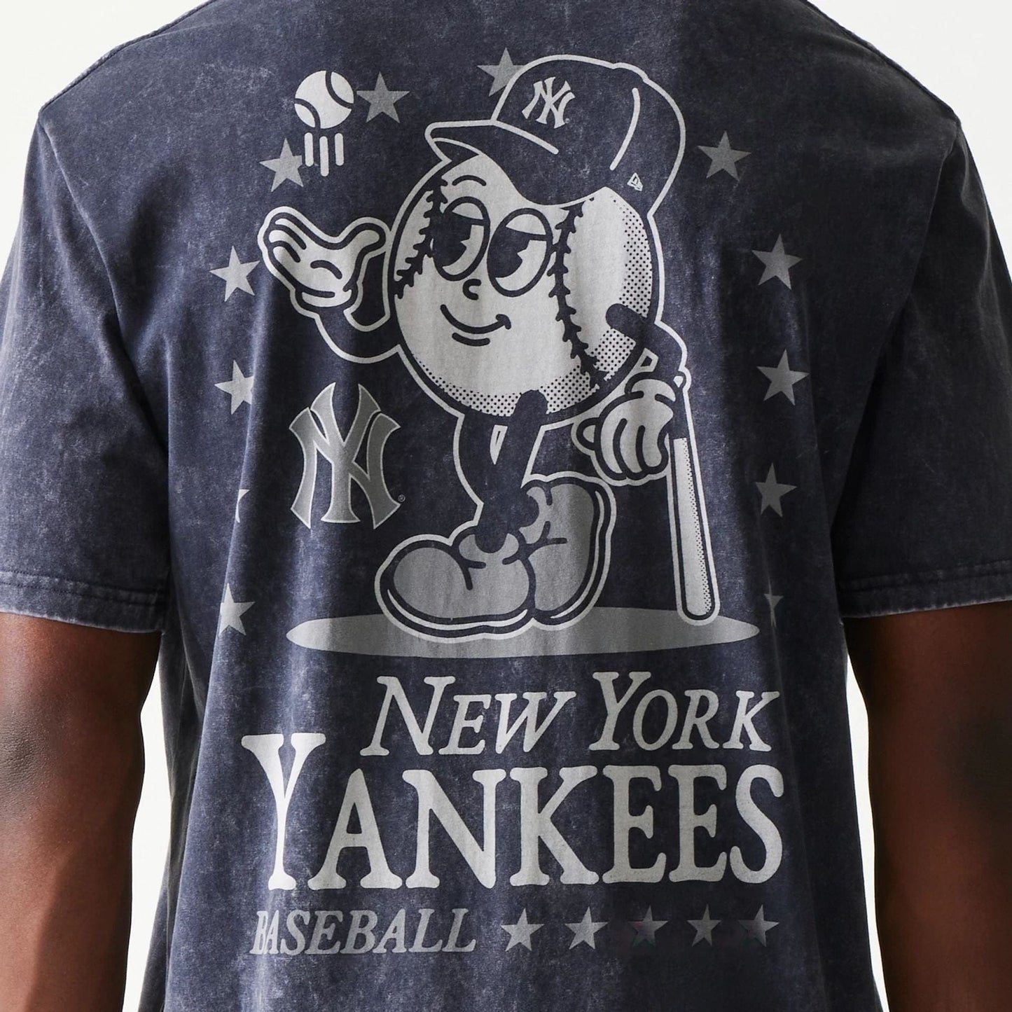 The Male model is wearing New York Yankees MLB Character Navy T-Shirt 6