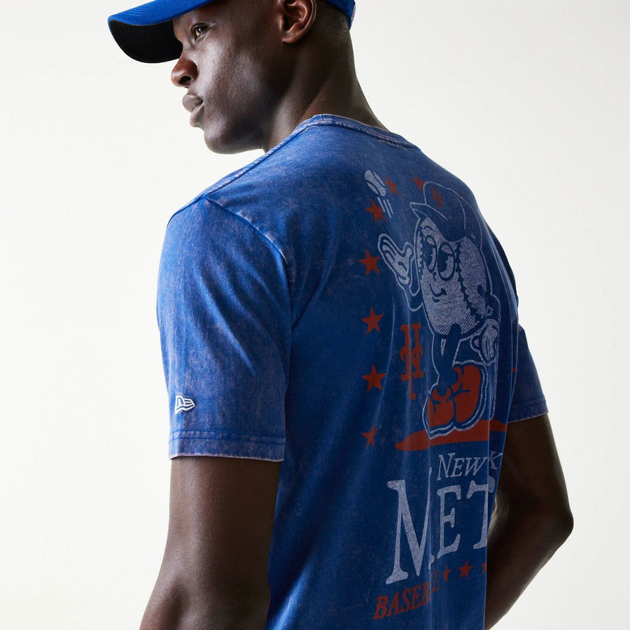 The Male model is wearing New York Mets MLB Character Blue T-Shirt 4