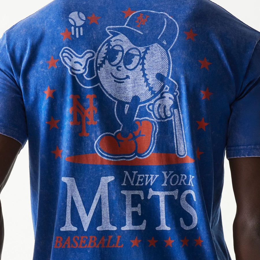 The Male model is wearing New York Mets MLB Character Blue T-Shirt 5
