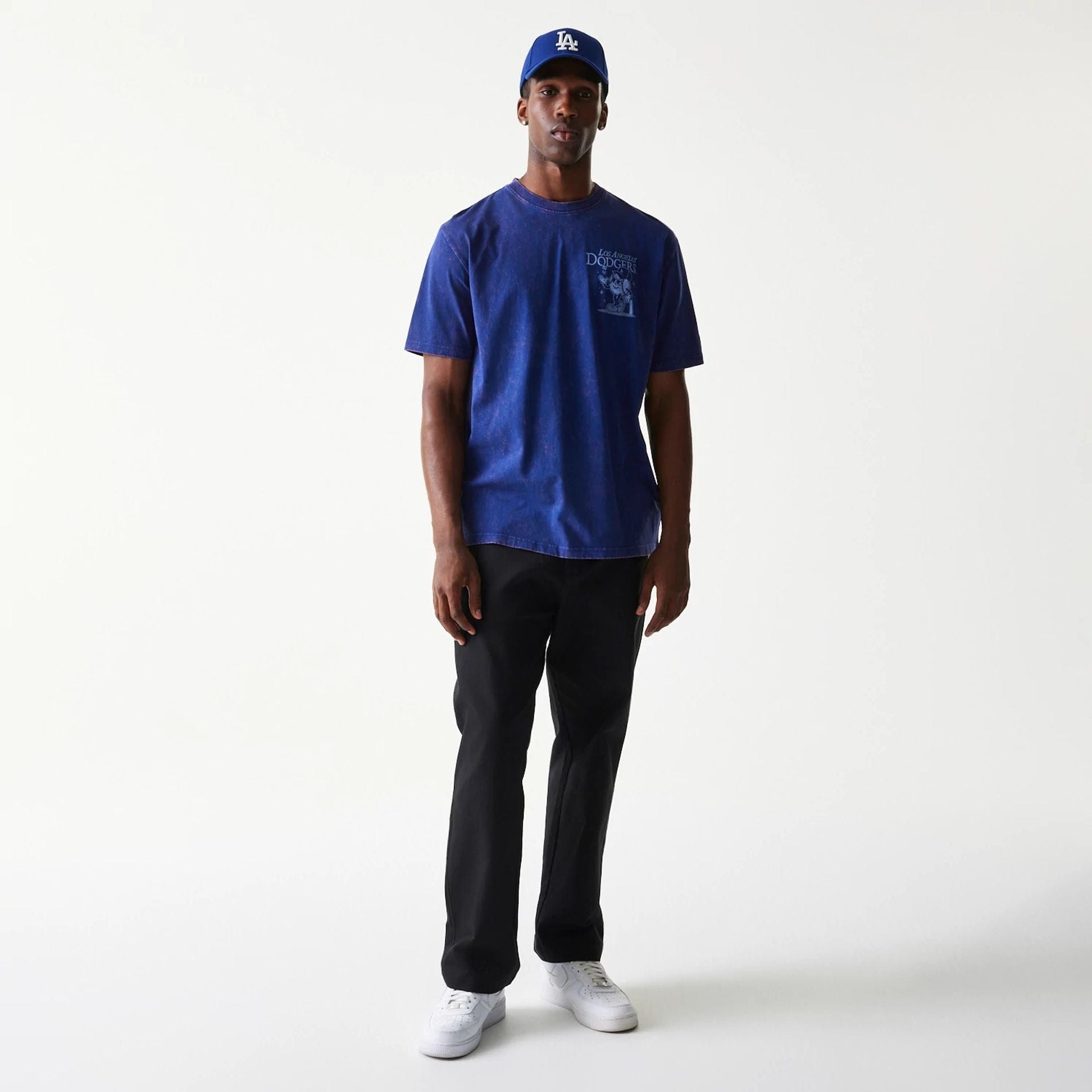 The Male model is wearing LA Dodgers MLB Character Dark Blue T-Shirt 8