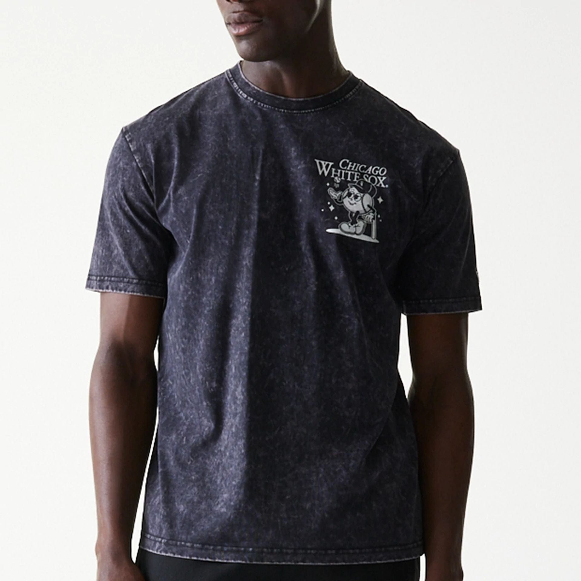The Male model is wearing Chicago White Sox MLB Character Black T-Shirt 3