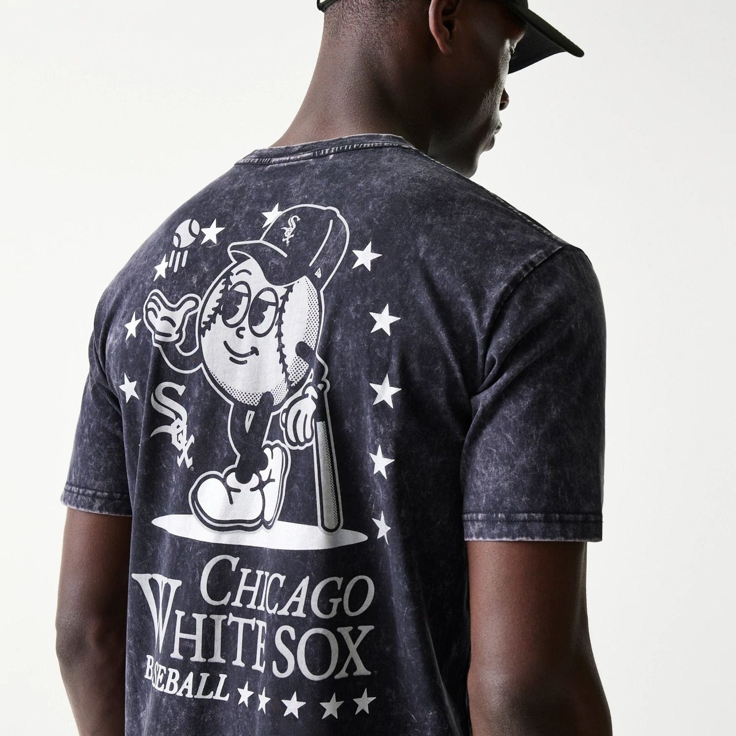 The Male model is wearing Chicago White Sox MLB Character Black T-Shirt 4