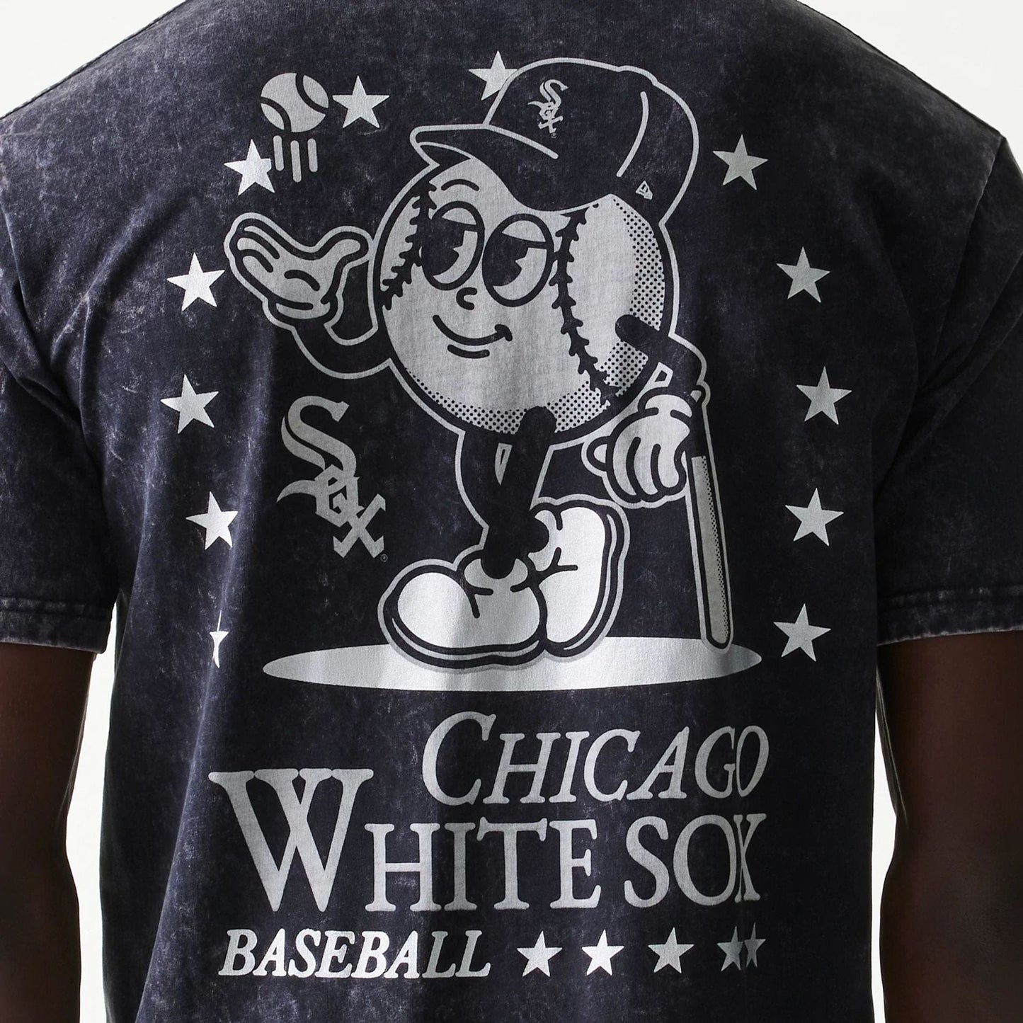 The Male model is wearing Chicago White Sox MLB Character Black T-Shirt 5