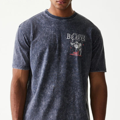 The Male model is wearing Atlanta Braves MLB Character Navy T-Shirt 3